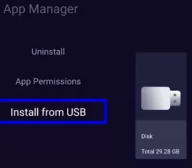 Select Install from USB and tap on the Epicstream IPTV APK 