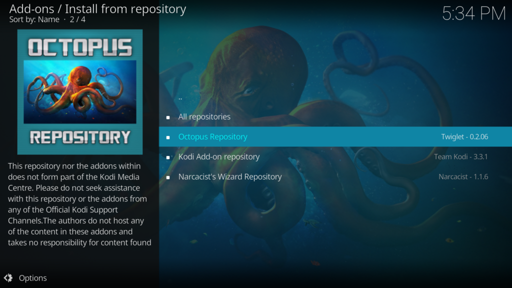 Octopus Repository on kodi