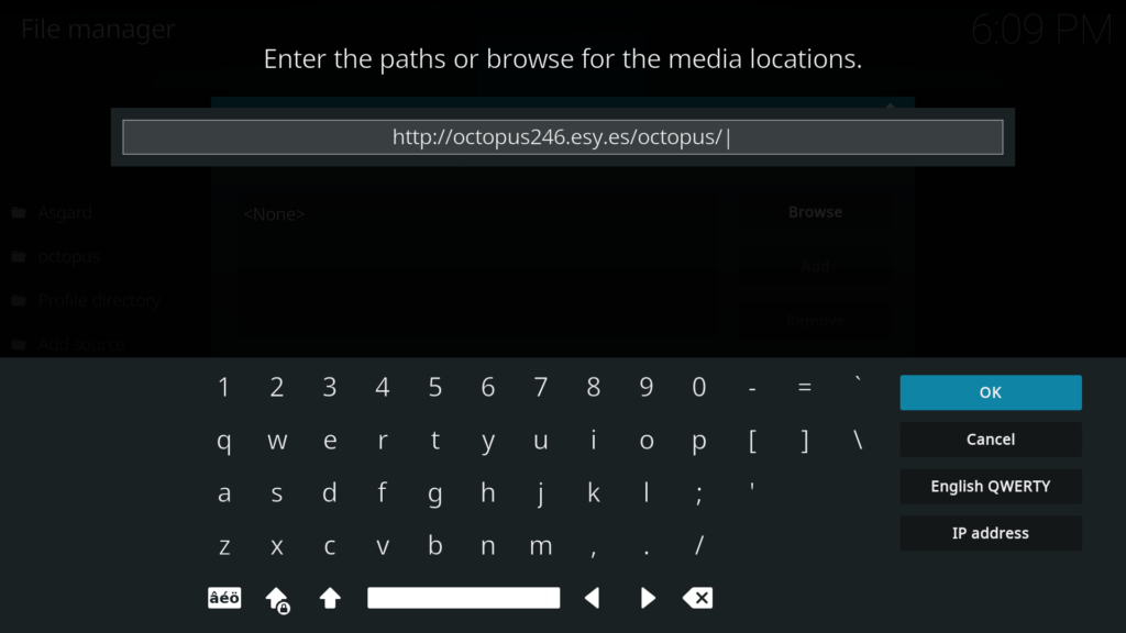 Enter the repository link on kodi