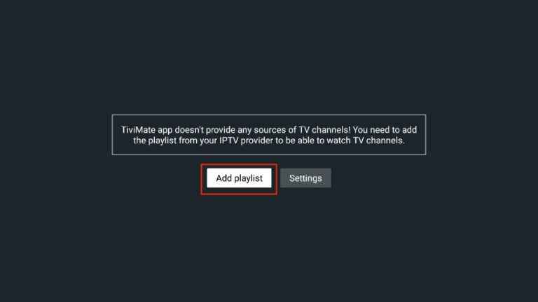 Select Add Playlist to stream Top TV IPTV