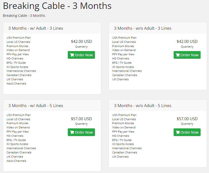 Select Order Now in Breaking Cable IPTV