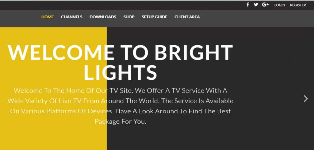 Sign up for Bright Lights Entertainment IPTV