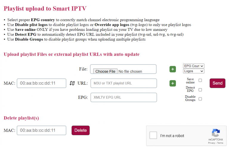 Select the Send button to stream Decoded Streams IPTV.
