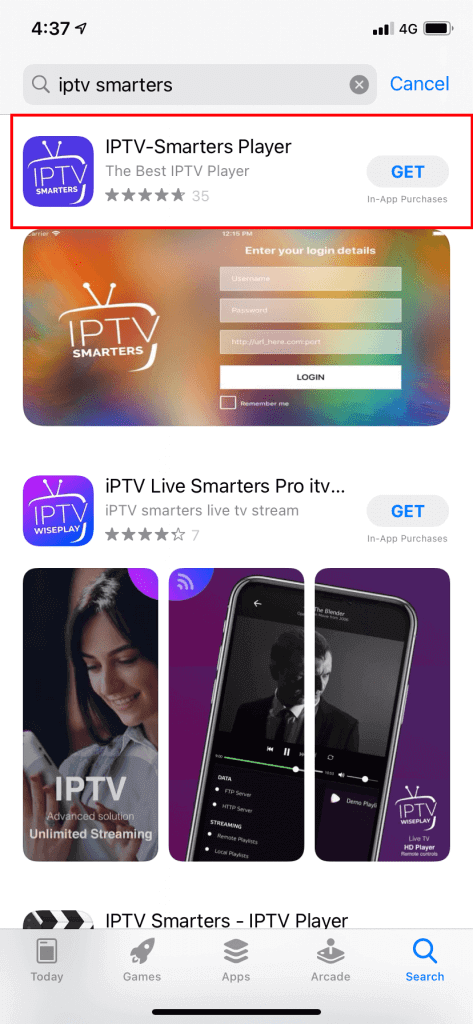 HD World IPTV on iOS Device 