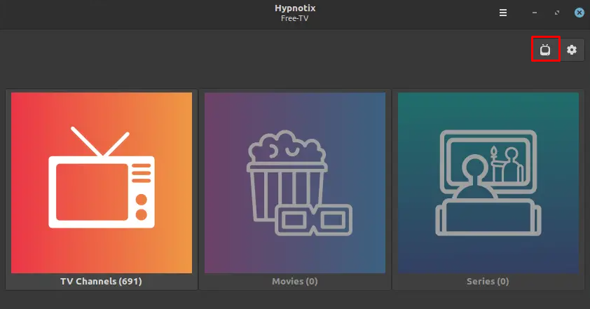 Click the TV icon to stream Hypnotix IPTV on Linux