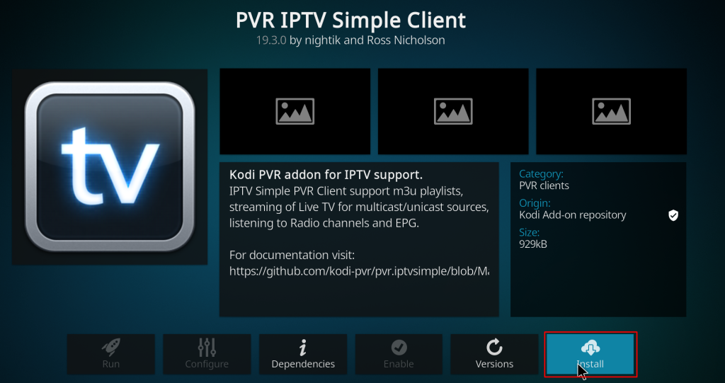 Click Install to stream IPTV Deluxe