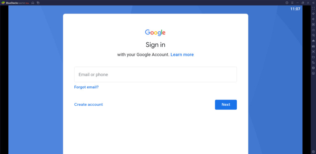 Sign in to Google account on BlueStacks