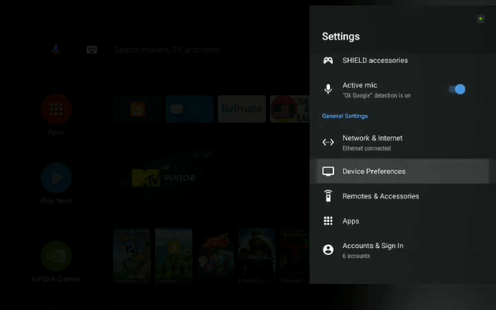 Select Device Preferences to install IPTV on Android Boxes