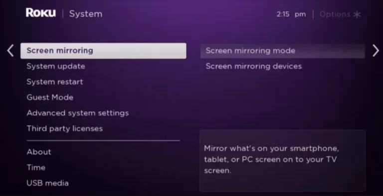 click the Screen Mirroring 