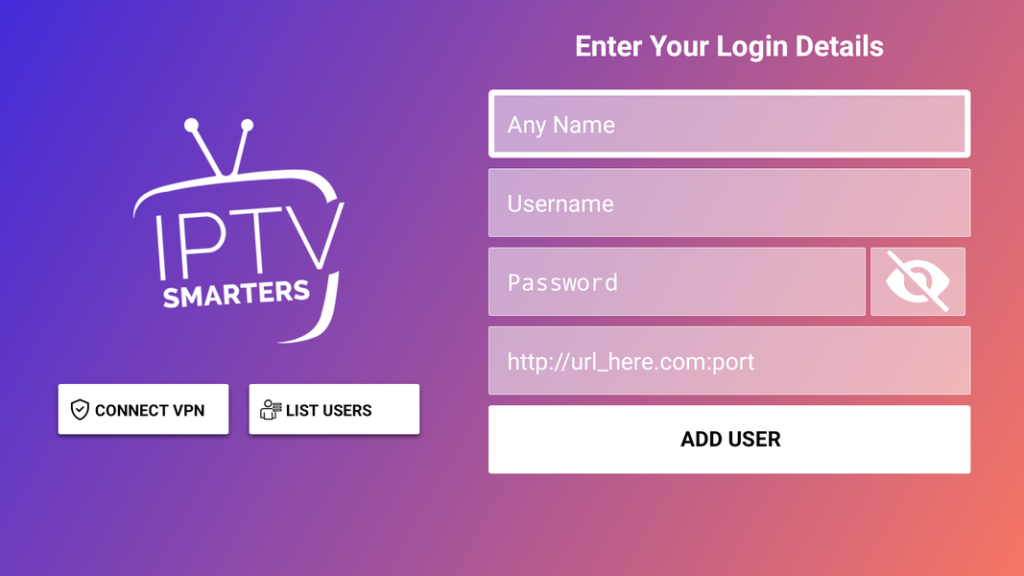 Enter the credentials  to stream IPTV on LG TV