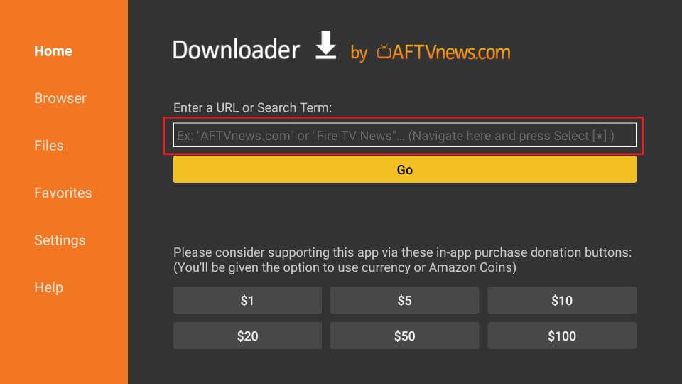 Enter the URL to download IPTV on Sony TV