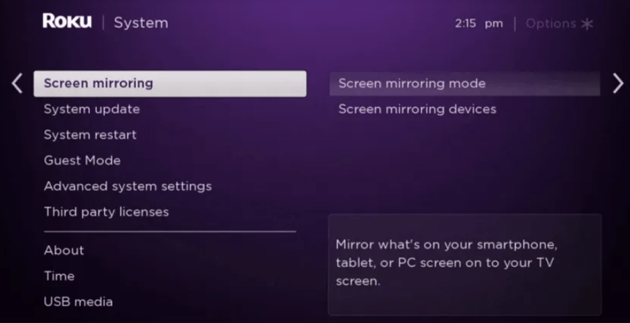Select Screen Mirroring to stream IPTV on your TCL TV