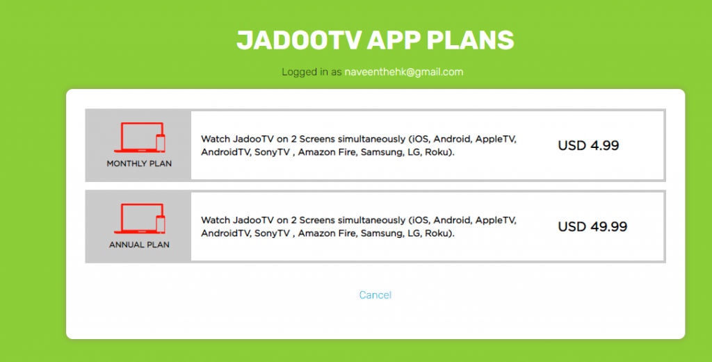 Jadoo IPTV provides various subscription plans.