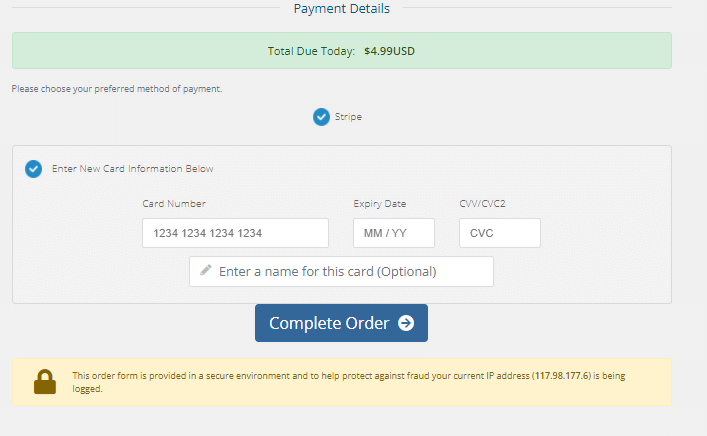complete the payment process