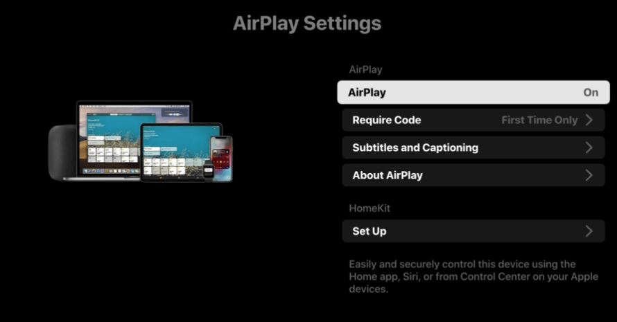 Enable AirPlay Settings
