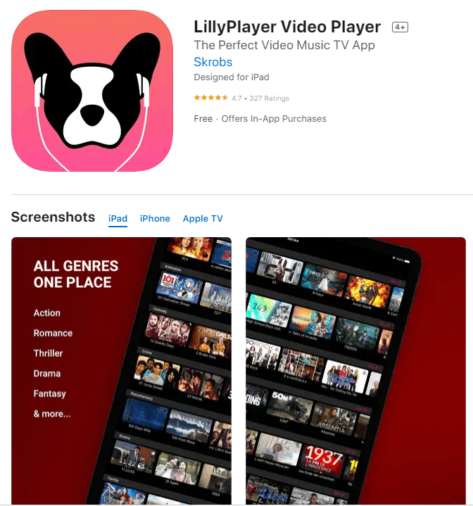 install Lilly Player from App Store