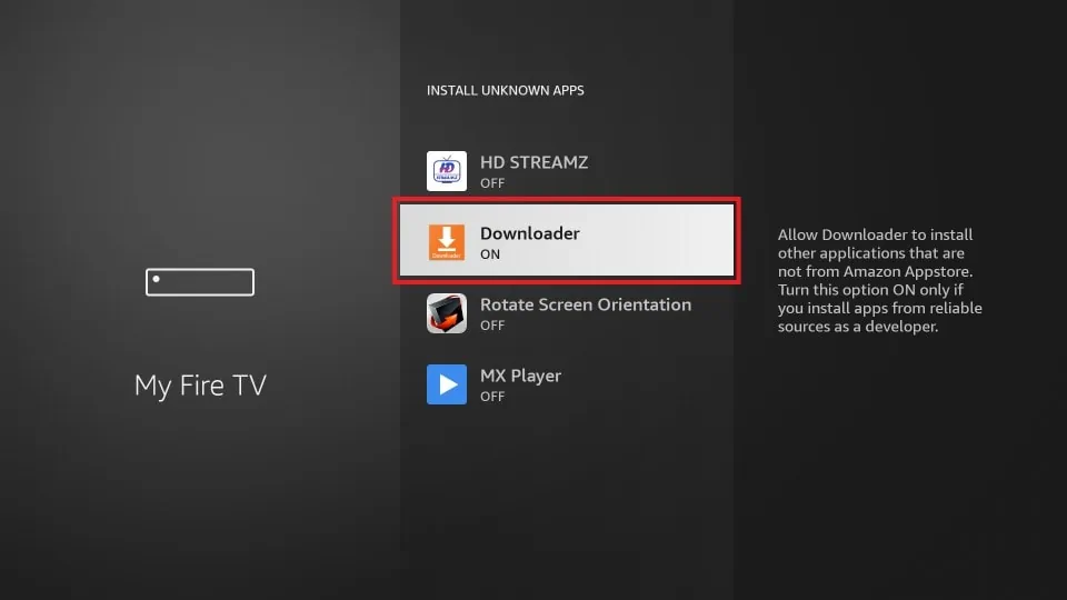 Toggle the button to watch Motion TV IPTV on FIrestick