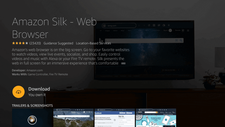 Silk Browser on Firestick