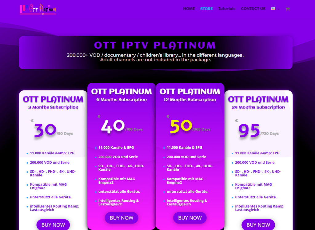 Click Buy Now in OTT Platinum IPTV