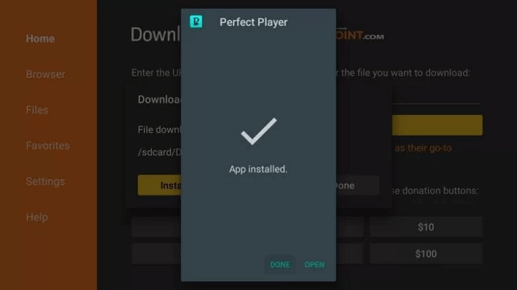 Perfect Player on Firestick with Downloader 