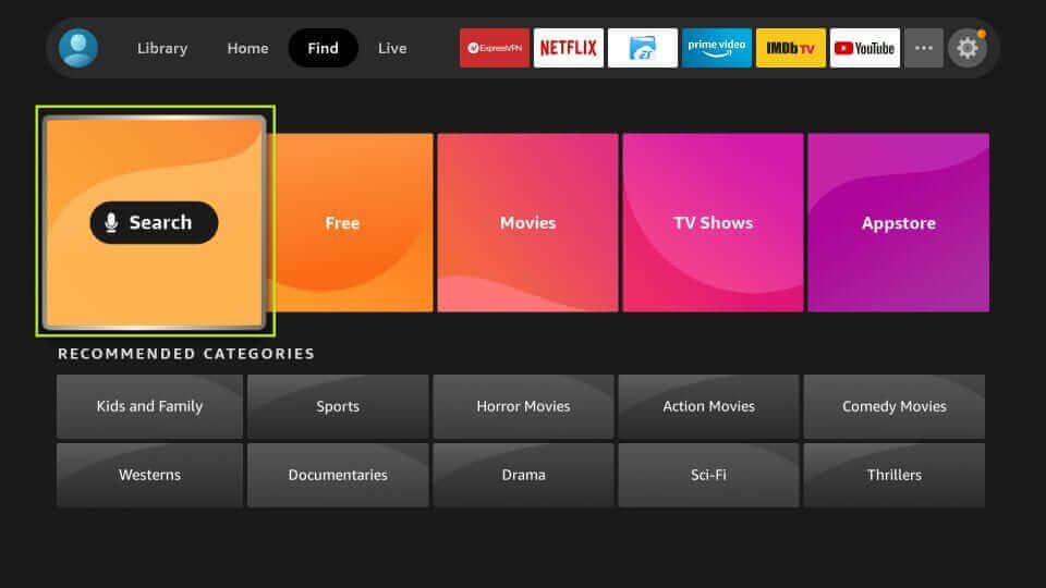 Select the Search option to get OverBox IPTV.