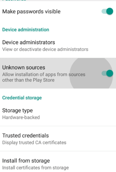 Enable Unknown Sources