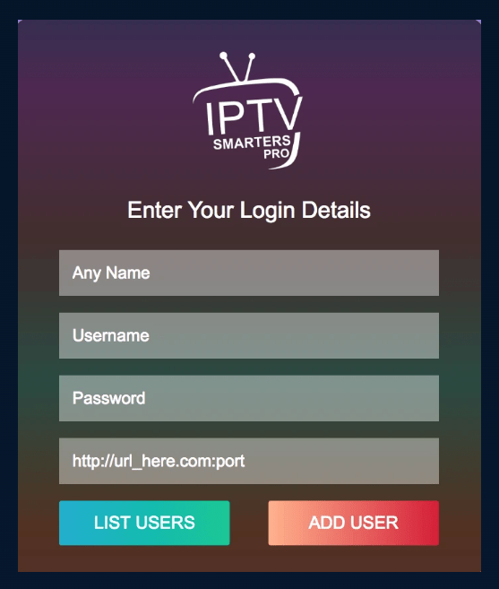 type the Pelican Hosting IPTV login details