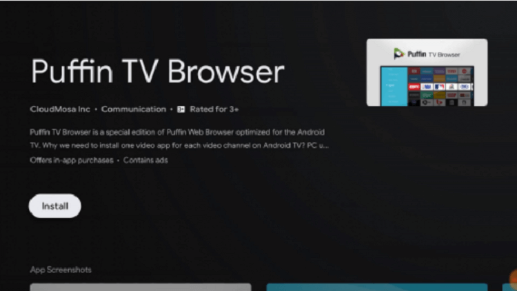 Puffin Browser on Android TV
