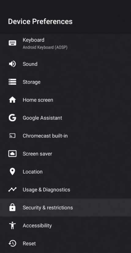 Device preferences to enable unknown sources