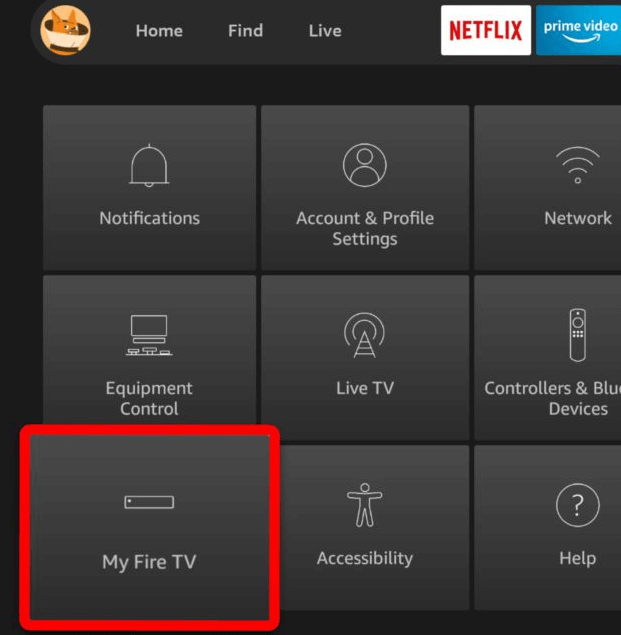 Click on the My Fire TV option