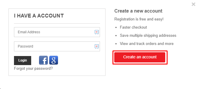 Select Create an account button