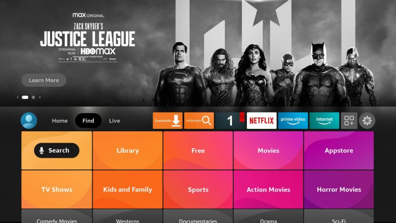 Select the Find tab to stream Sparrow IPTV