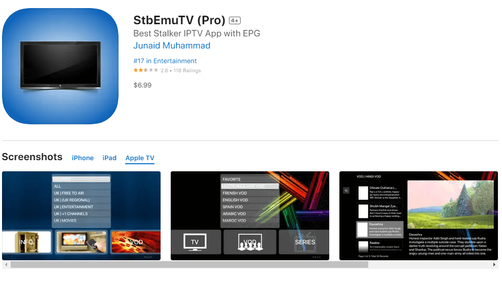StbEmu IPTV on iOS