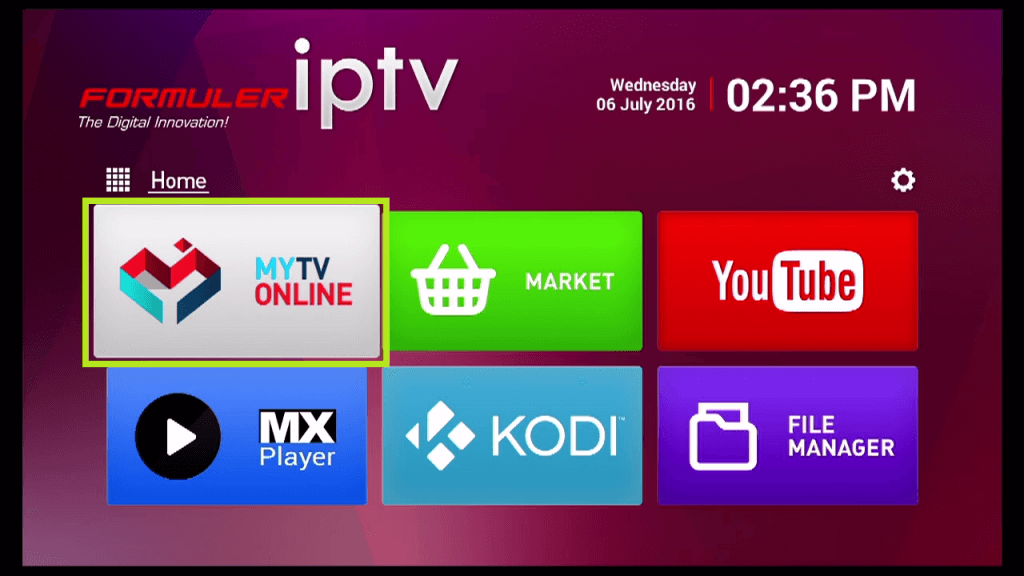 Select MYTV Online from the Home page.