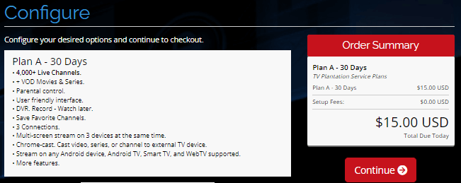 Select Continue to stream TV Farm