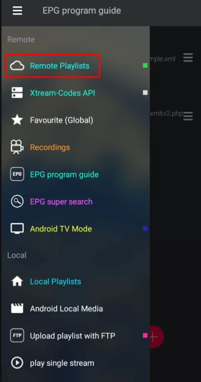 Select Remote Playlists option