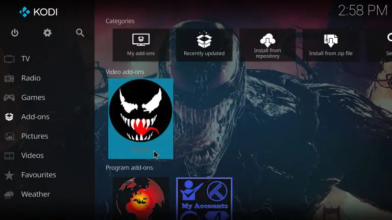 Venom add-on on Kodi