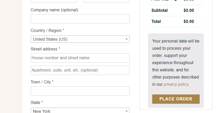 click place order button