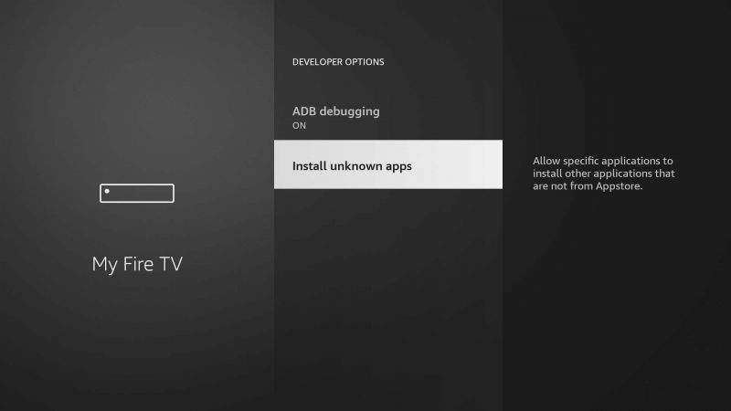 select Install unknown apps on Firestick
