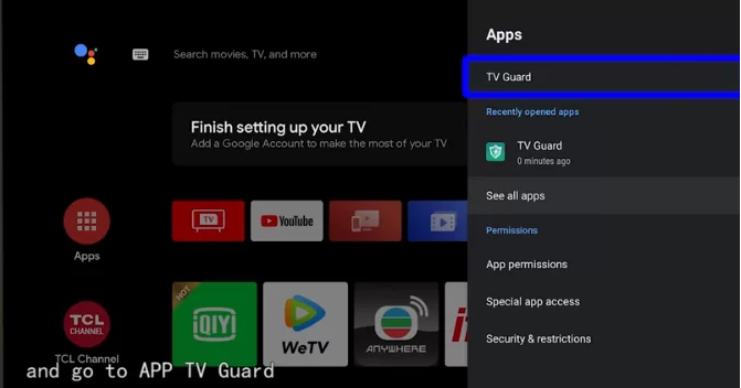  Tap the TV Guard option 
